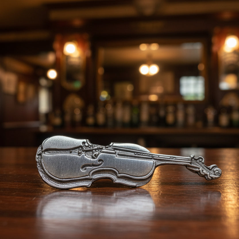Irish Fiddle Celtic Brooch