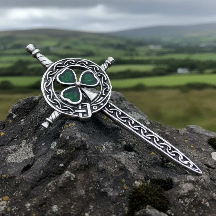 Irish Shamrock Sword Kilt Pin