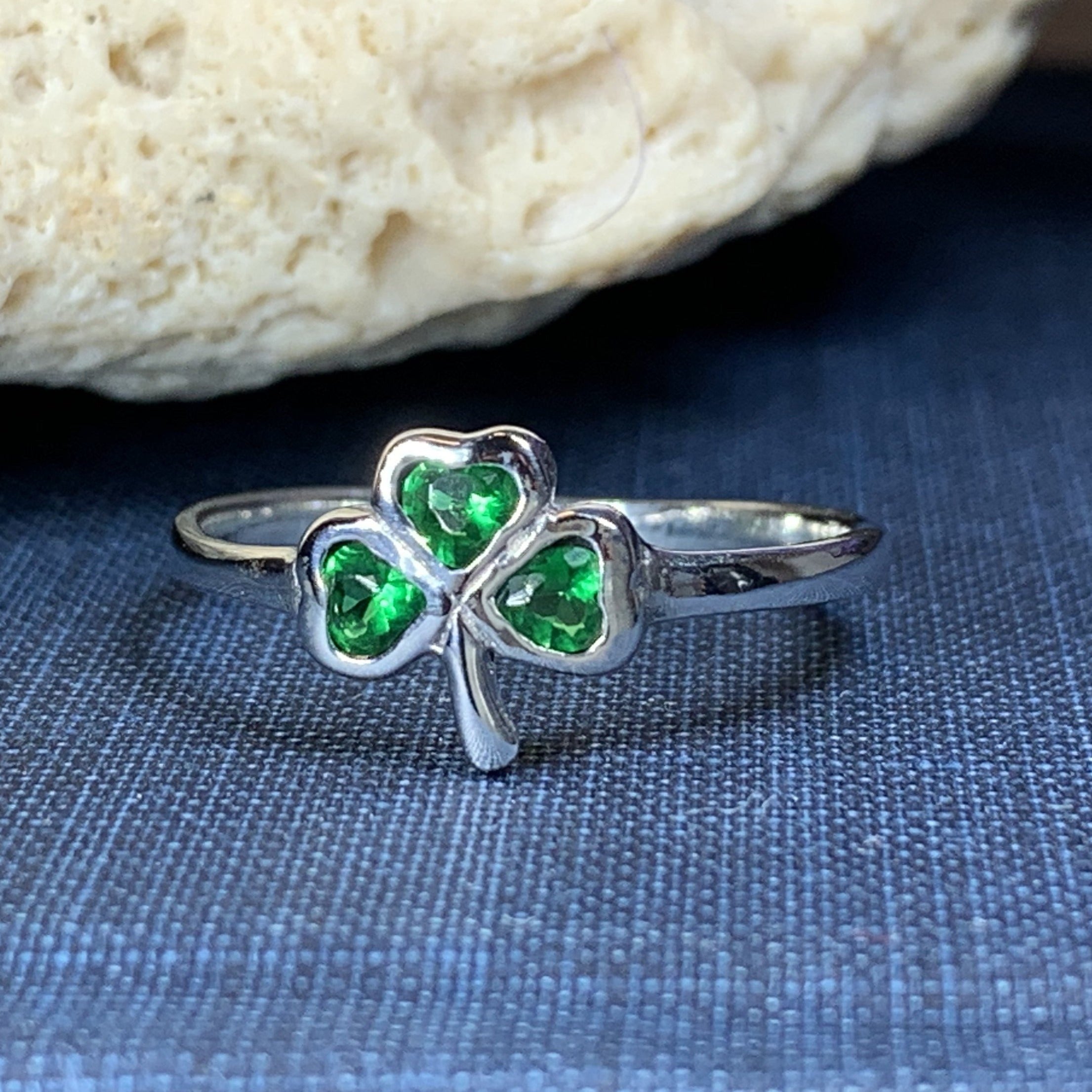 Emerald Isle Irish Shamrock Ring in Sterling Silver