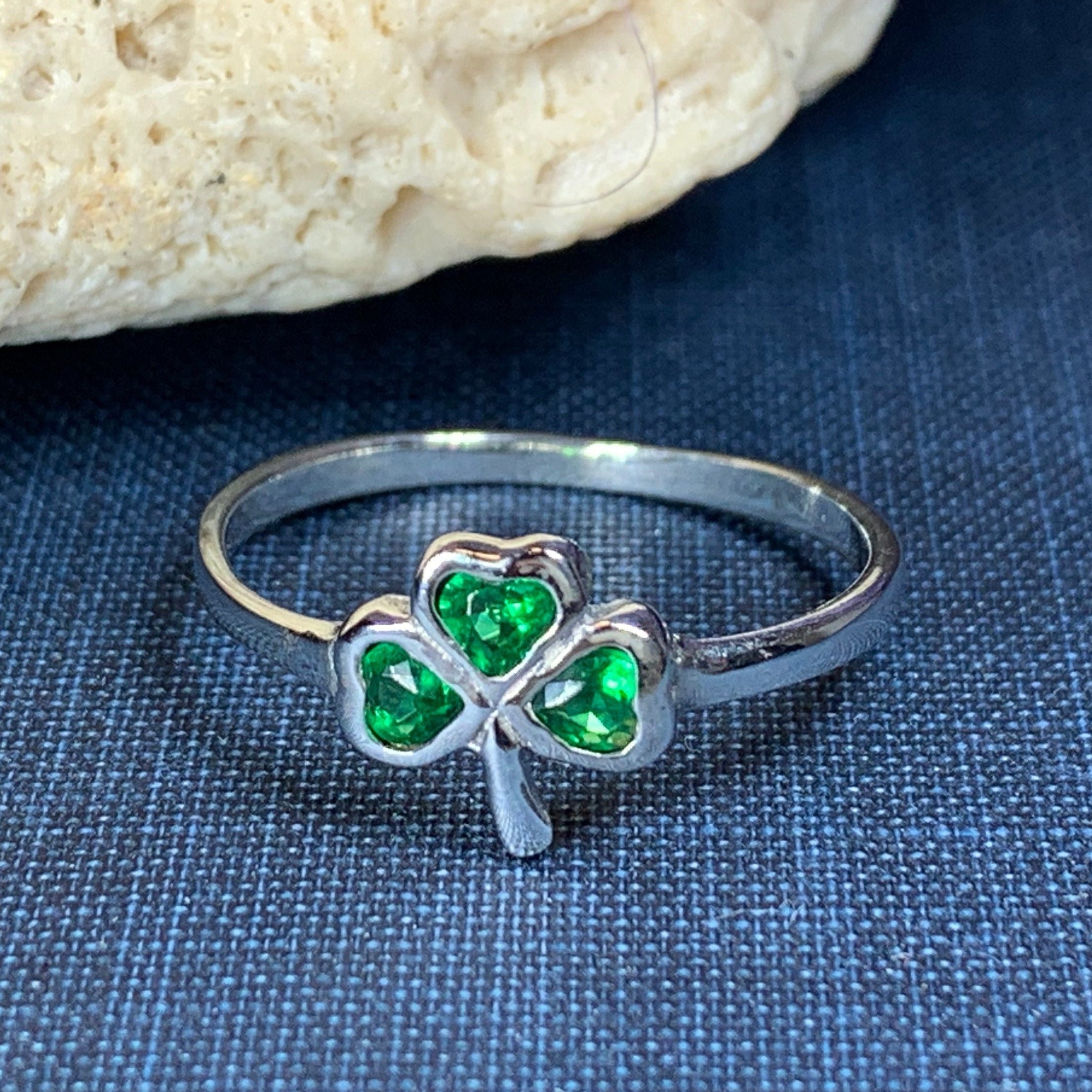 Emerald Isle Irish Shamrock Ring in Sterling Silver