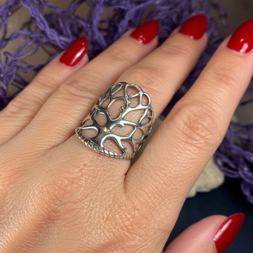 Áedh Celtic Tree of Life Ring in Sterling Silver