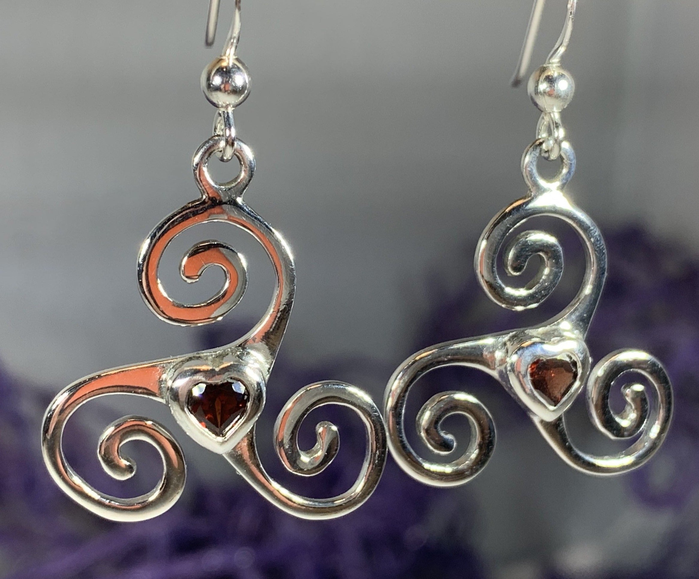 Triple Spiral Heart Earrings