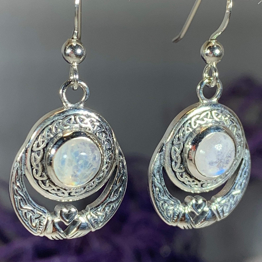 Tess Irish Claddagh Moonstone Earrings