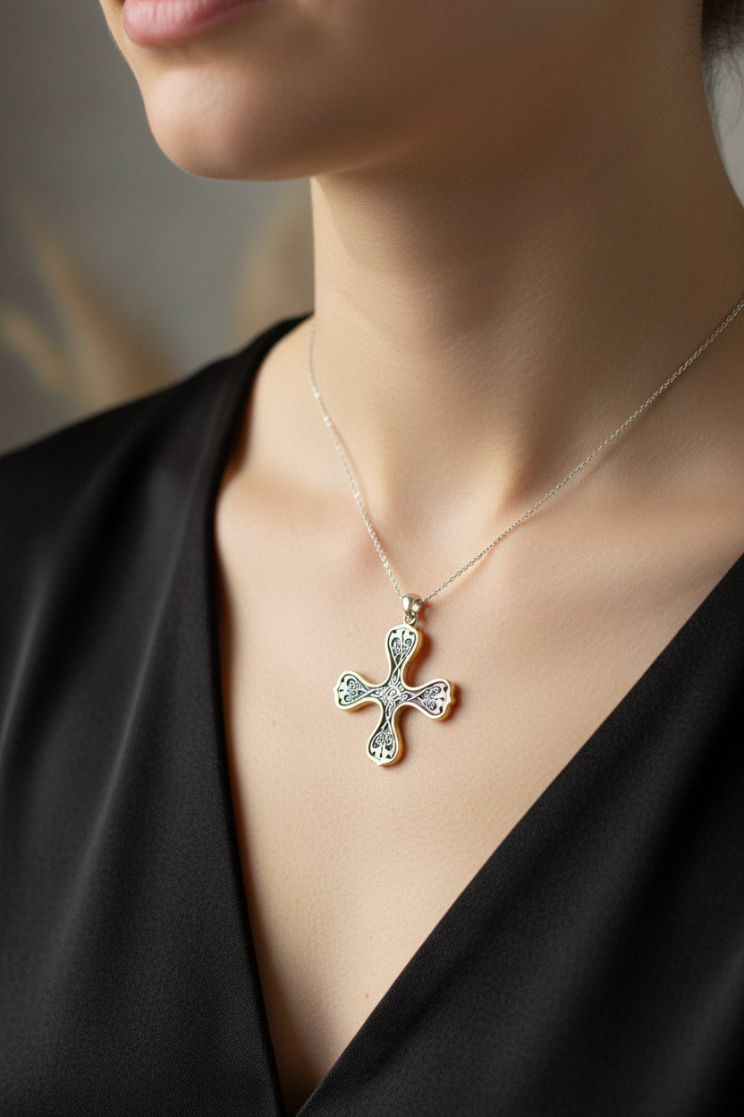 Alfred Celtic Cross Necklace in Sterling Silver