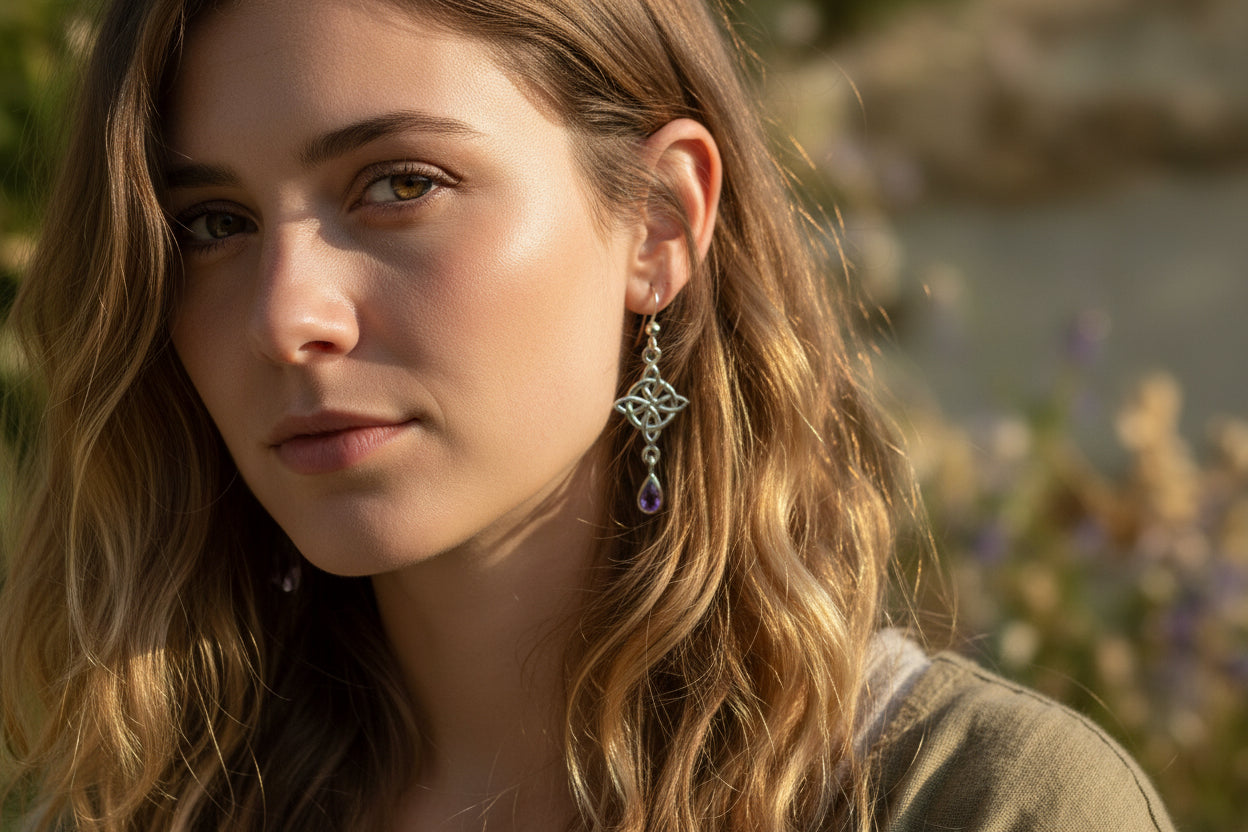 Quaternary Celtic Knot Earrings in Sterling Silver