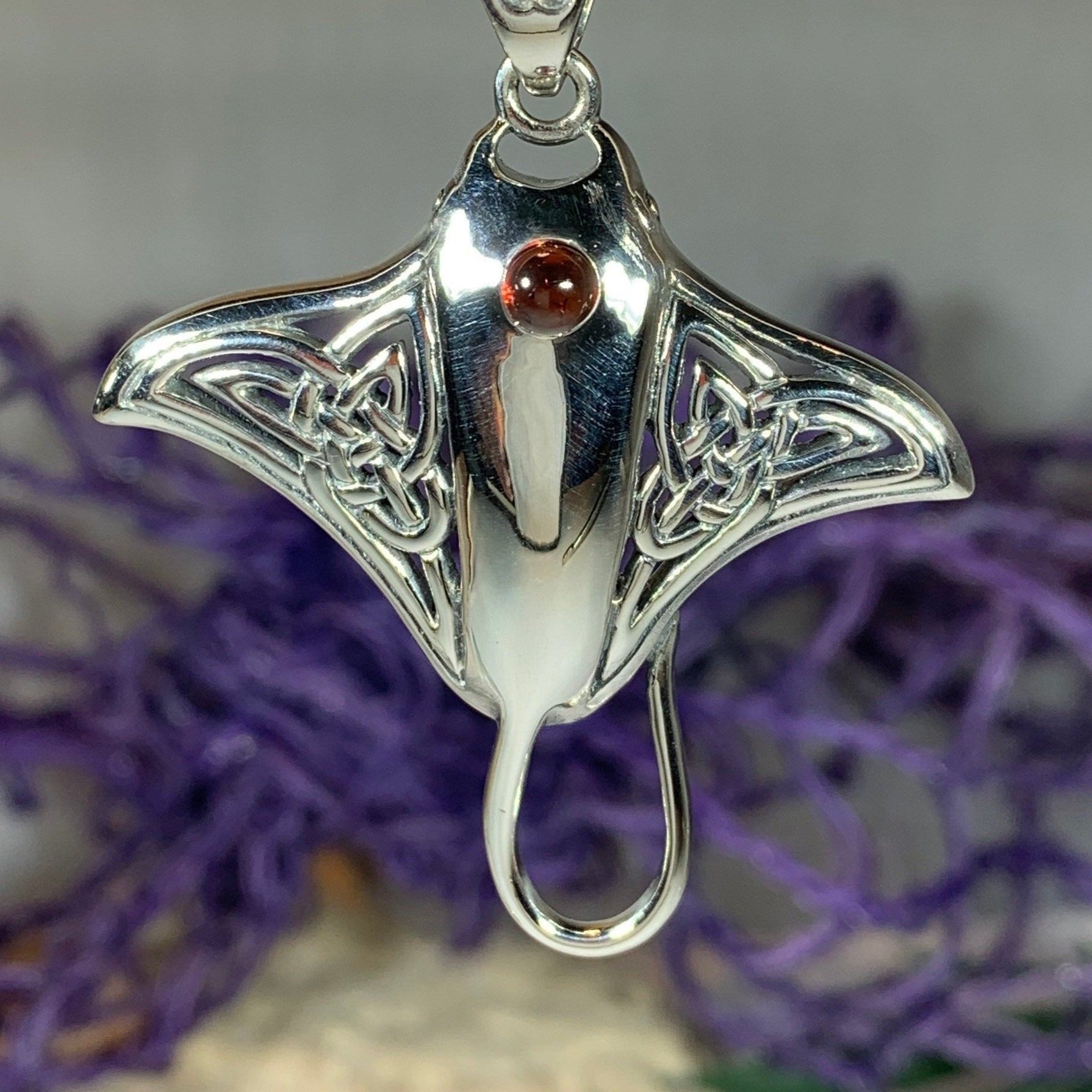 Celtic Manta Ray Necklace in Sterling Silver