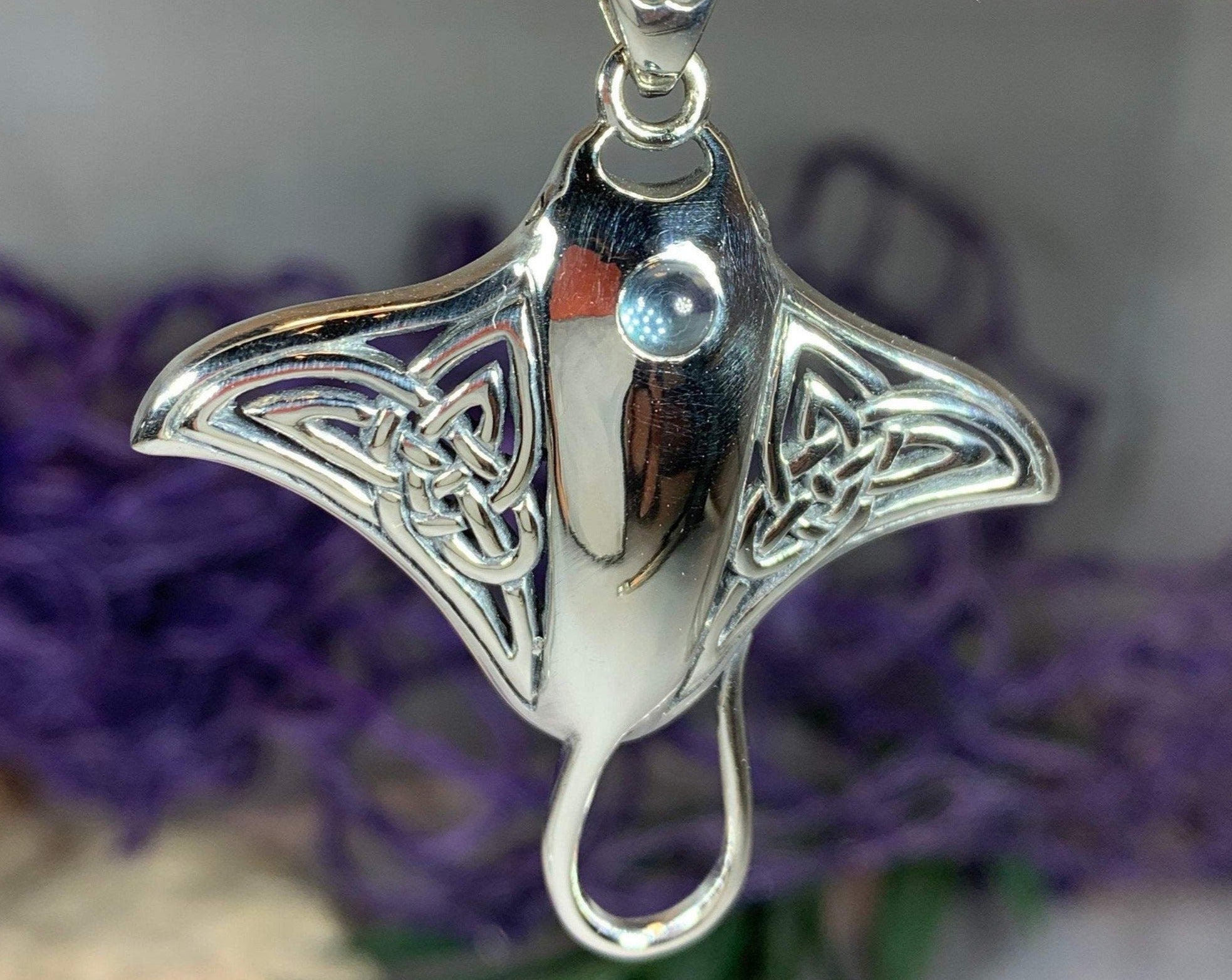 Celtic Manta Ray Necklace in Sterling Silver