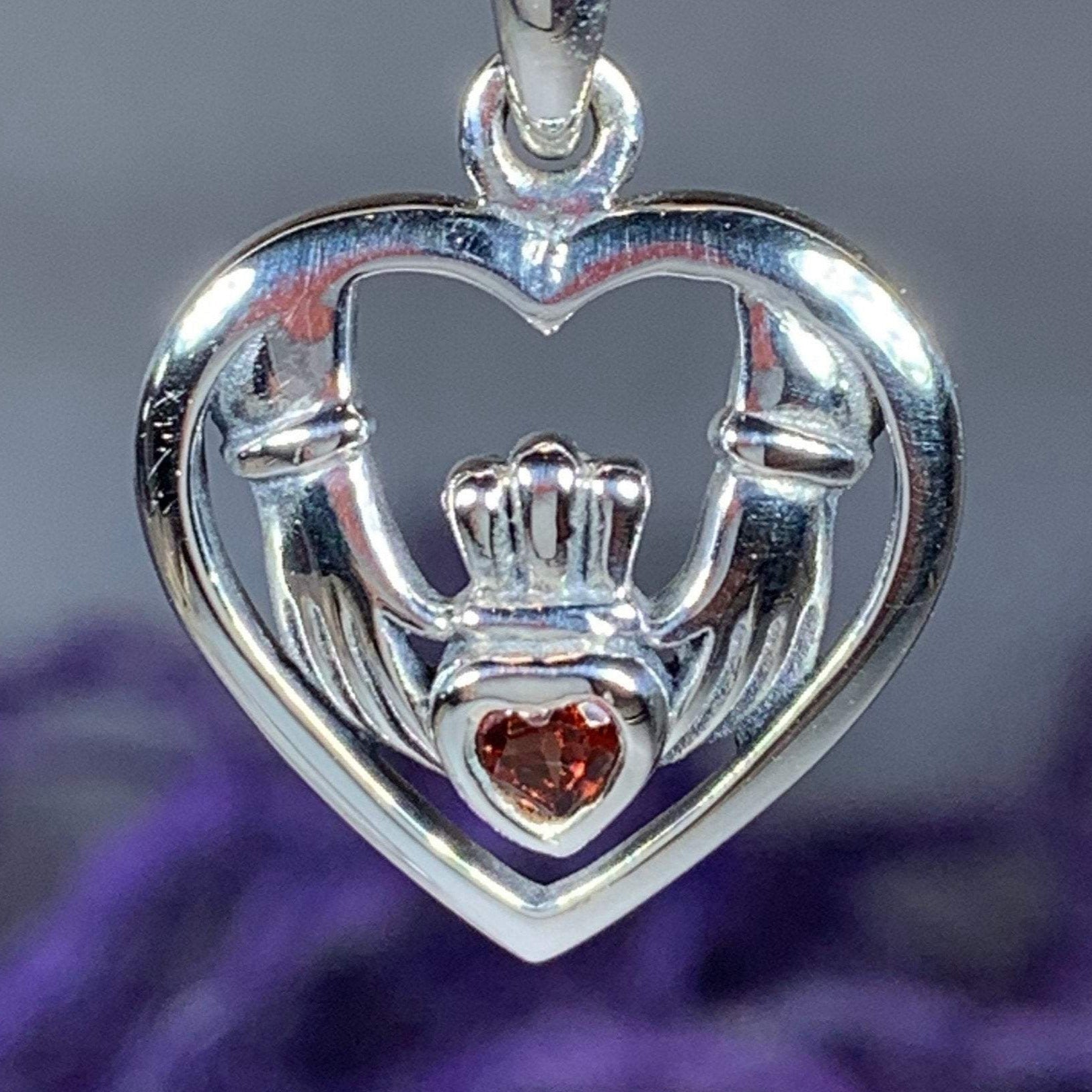 Irish Claddagh Love Necklace in Sterling Silver
