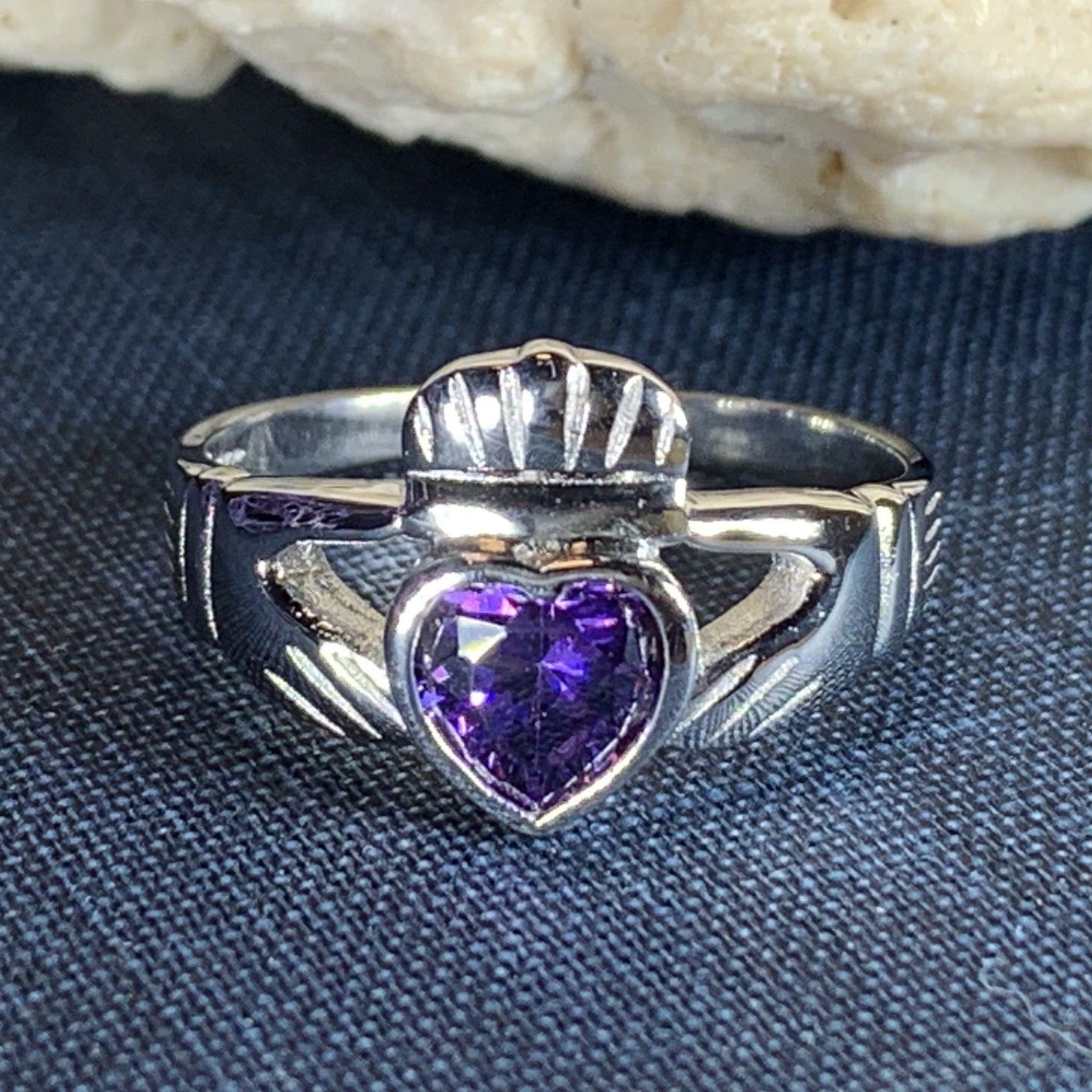 Amethyst Irish Claddagh Ring