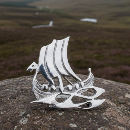Viking Ship Brooch - Handmade in Scotland