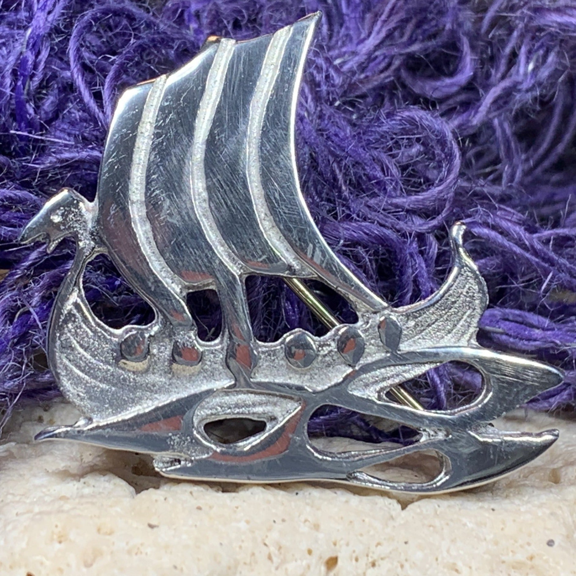 Viking Ship Brooch - Handmade in Scotland