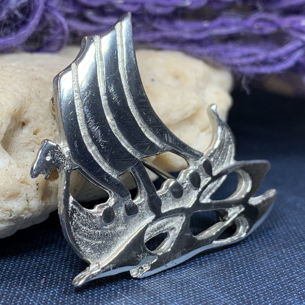 Viking Ship Brooch - Handmade in Scotland