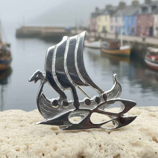 Viking Ship Brooch - Handmade in Scotland