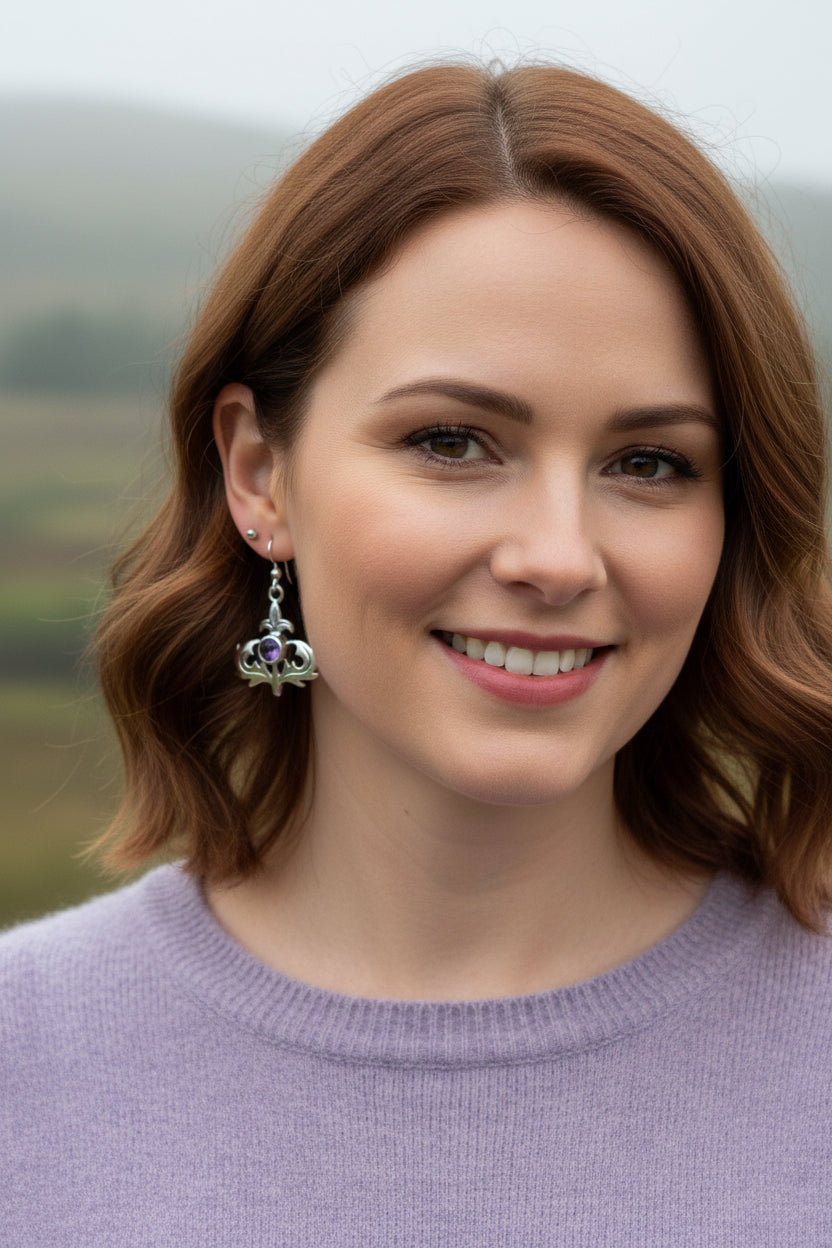 Amethyst Thistle Earrings