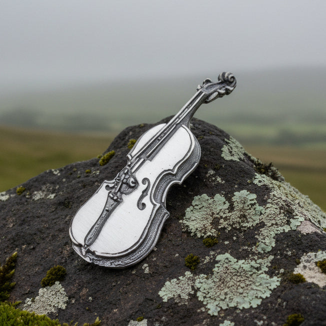 Irish Fiddle Celtic Brooch