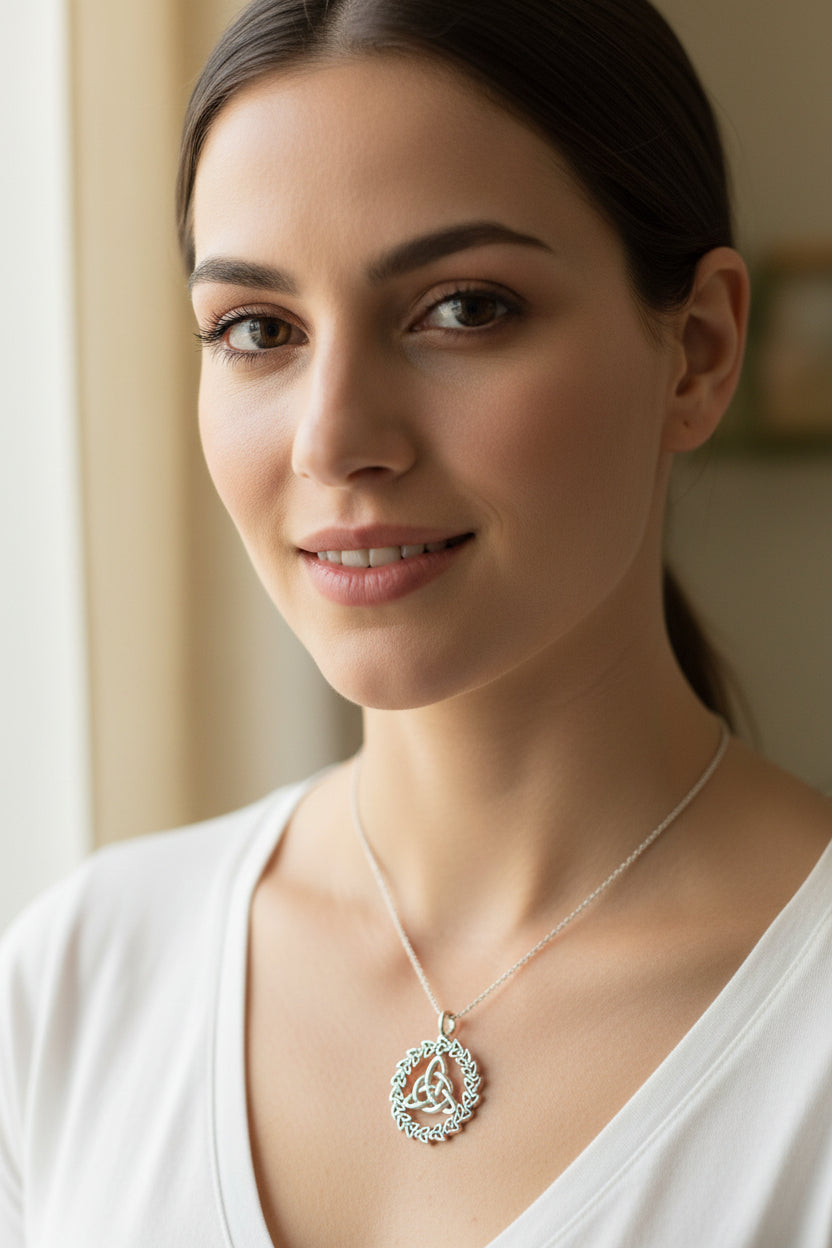 Evadne Trinity Knot Necklace in Sterling Silver