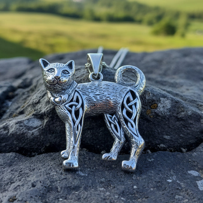 Tabitha Celtic Knot Cat Necklace in Sterling Silver