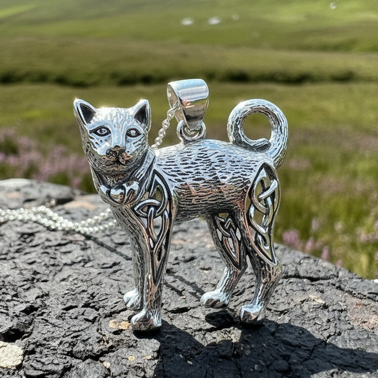 Tabitha Celtic Knot Cat Necklace in Sterling Silver