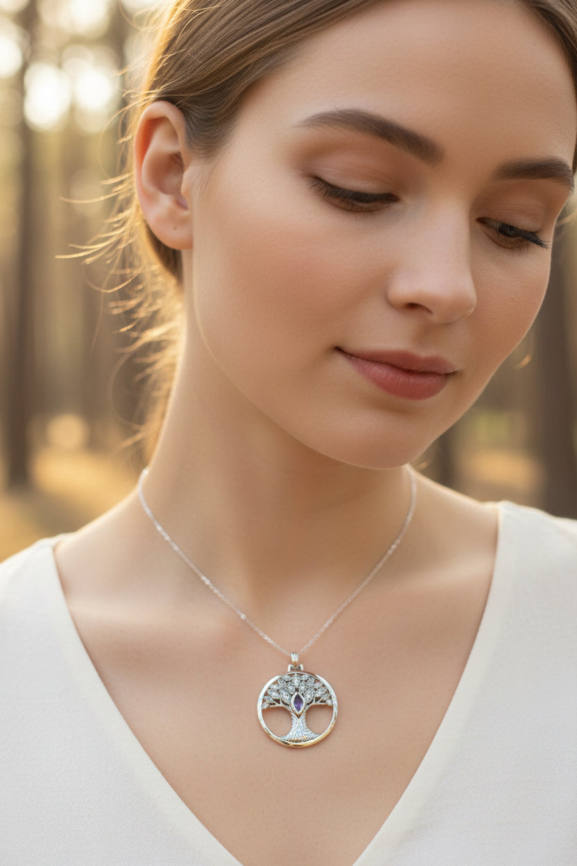 Glorianna Celtic Tree of Life Necklace in Sterling Silver