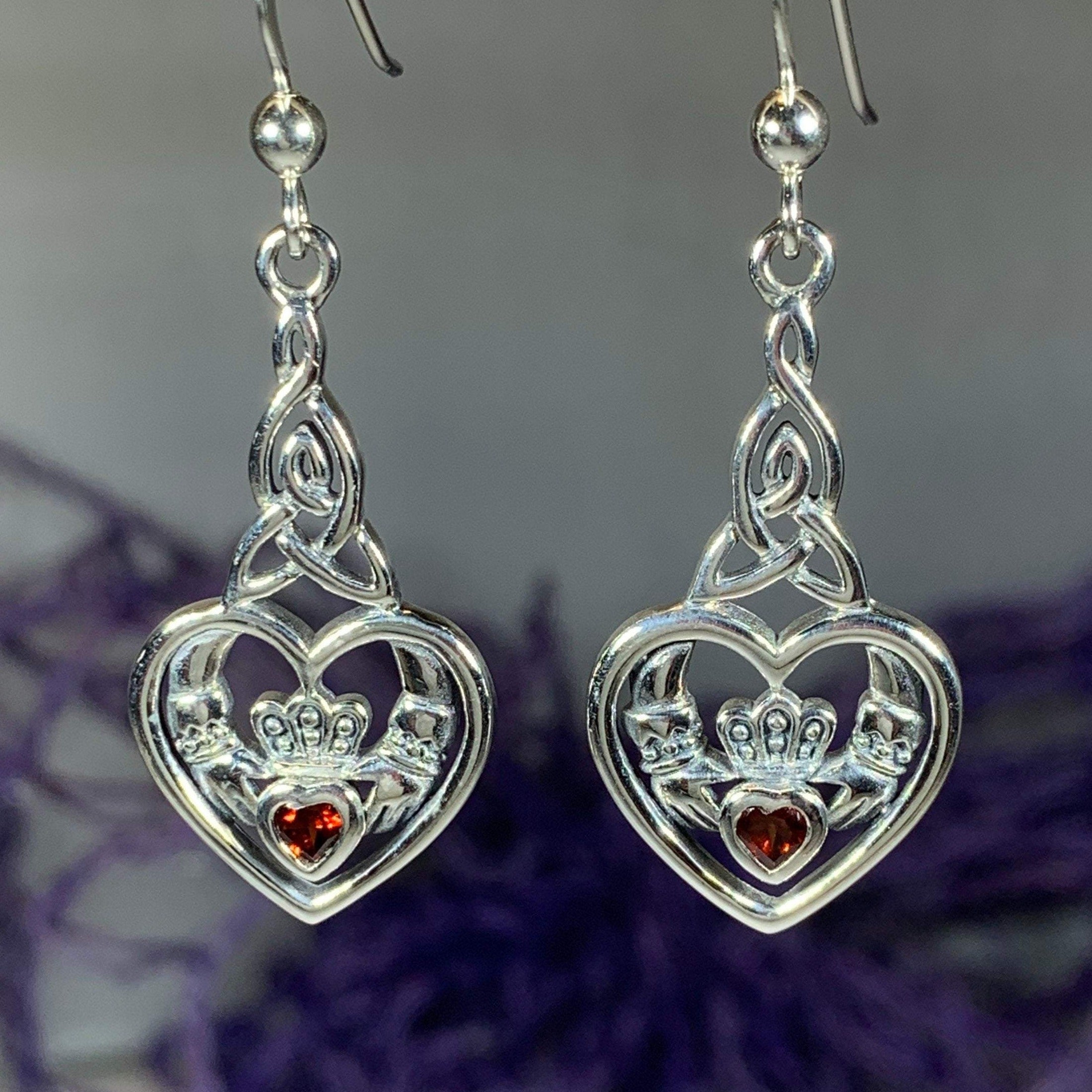 Careena Irish Claddagh Earrings in Sterling Silver