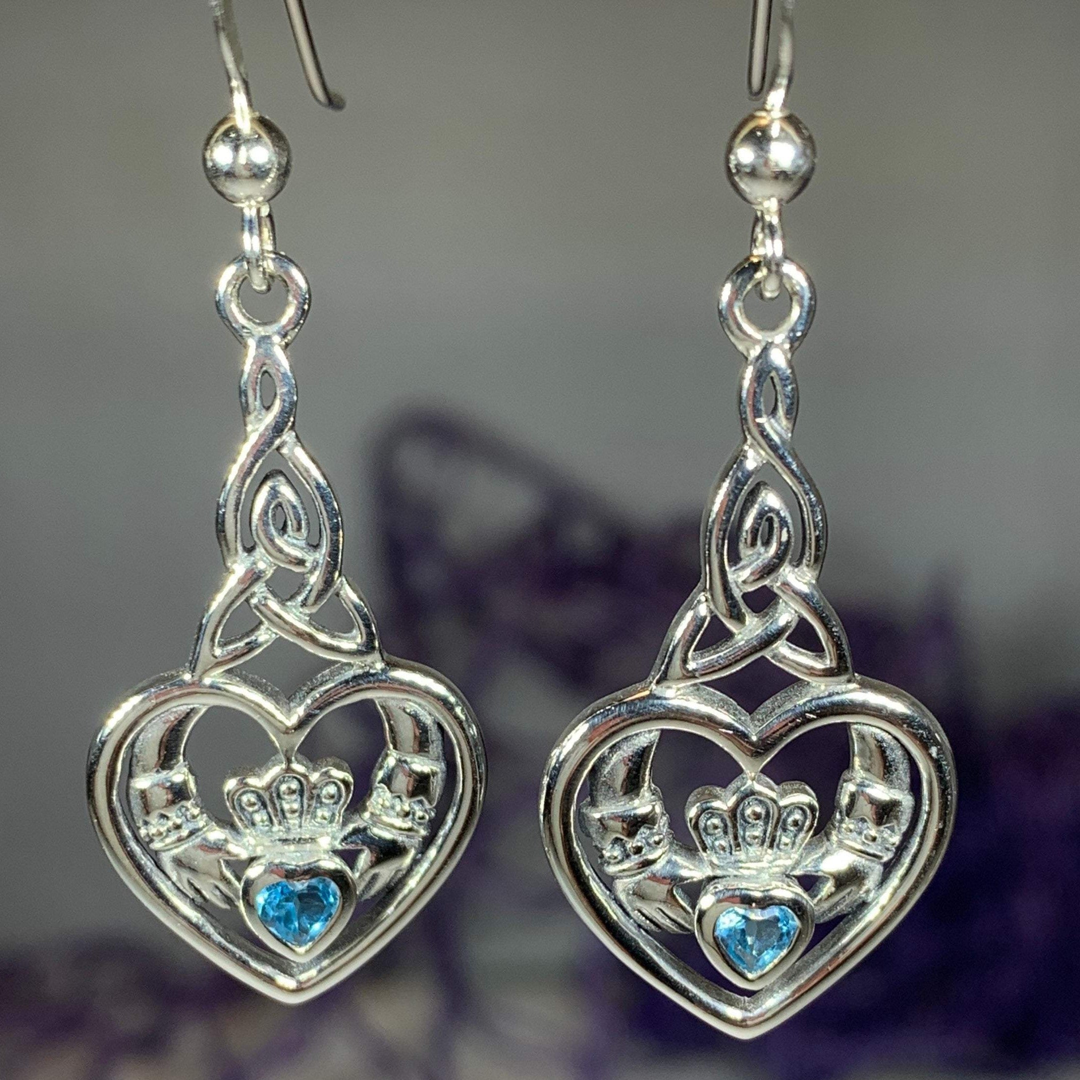 Careena Irish Claddagh Earrings in Sterling Silver