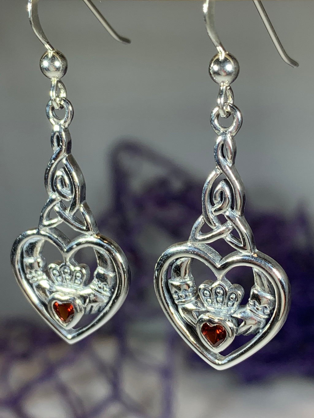 Careena Irish Claddagh Earrings in Sterling Silver