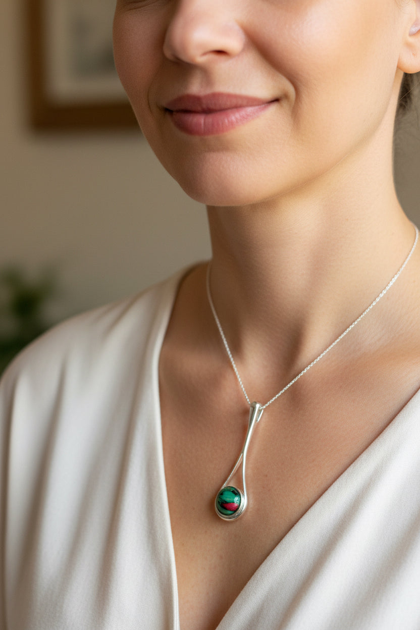 Scottish Raindrop Heathergems Necklace - Handmade in Scotland