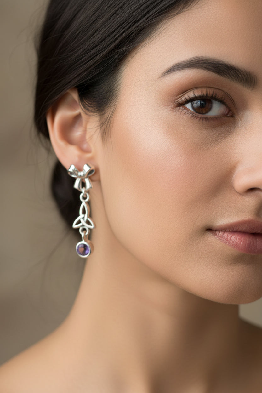 Joy Celtic Trinity Knot Earrings in Sterling Silver
