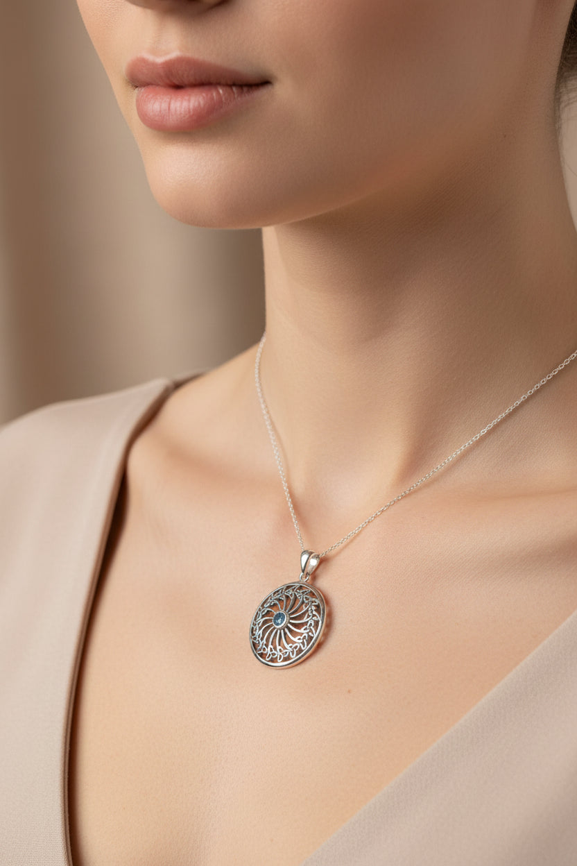Wheel of Life Celtic Trinity Knot Necklace