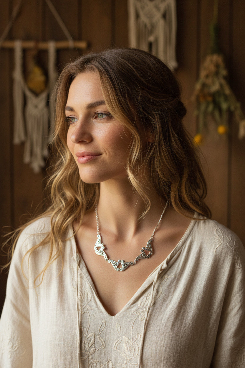 Morna Celtic Trinity Knot Necklace in Sterling Silver