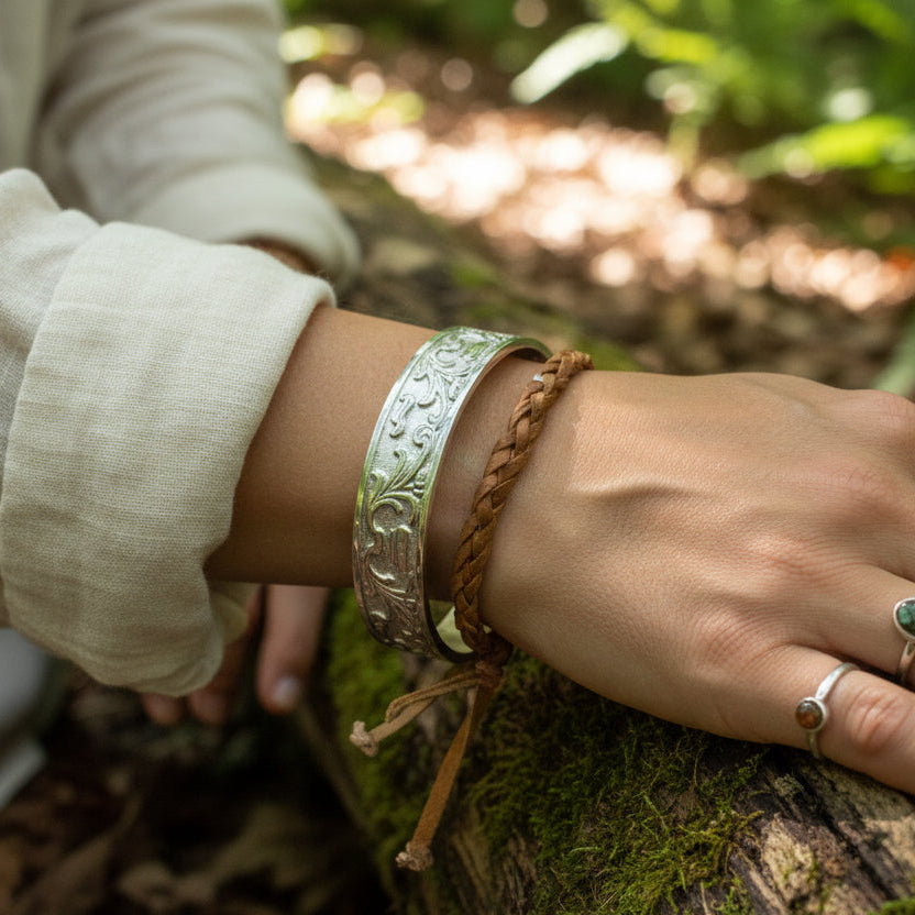 Baroque Pewter Cuff Bracelet - Handmade in Scotland