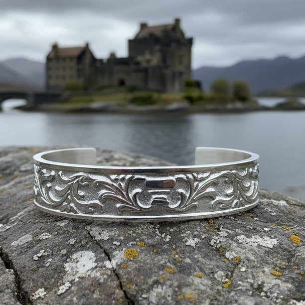 Baroque Pewter Cuff Bracelet - Handmade in Scotland