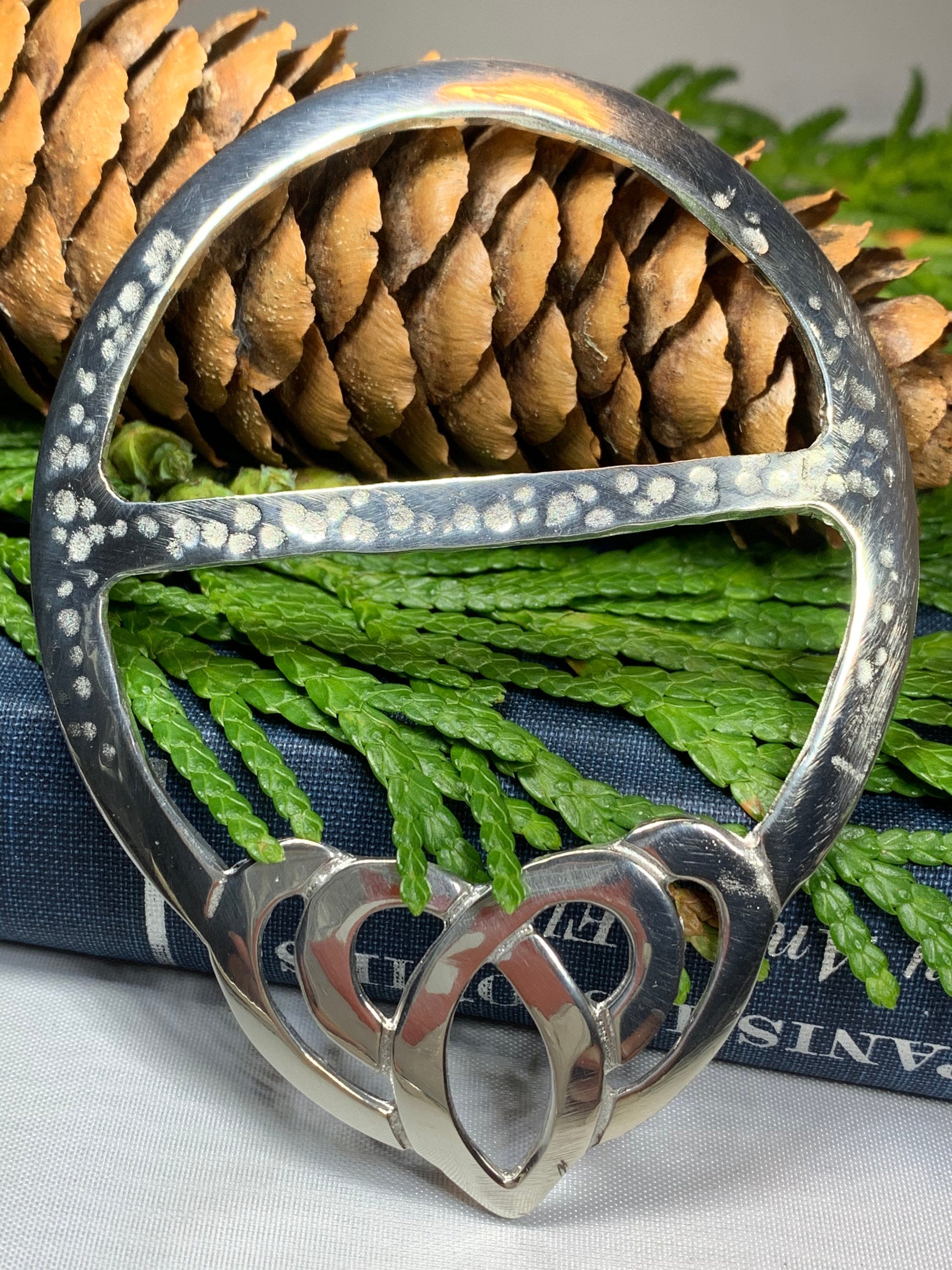Pewter Celtic Heart Scarf Ring - Handmade in Scotland