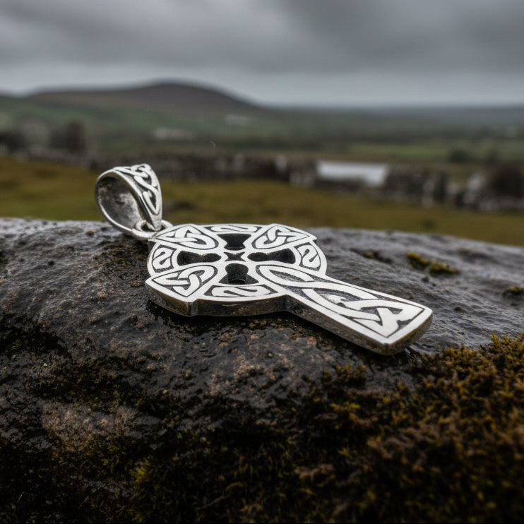 Dungloe Celtic Cross Necklace in Sterling Silver