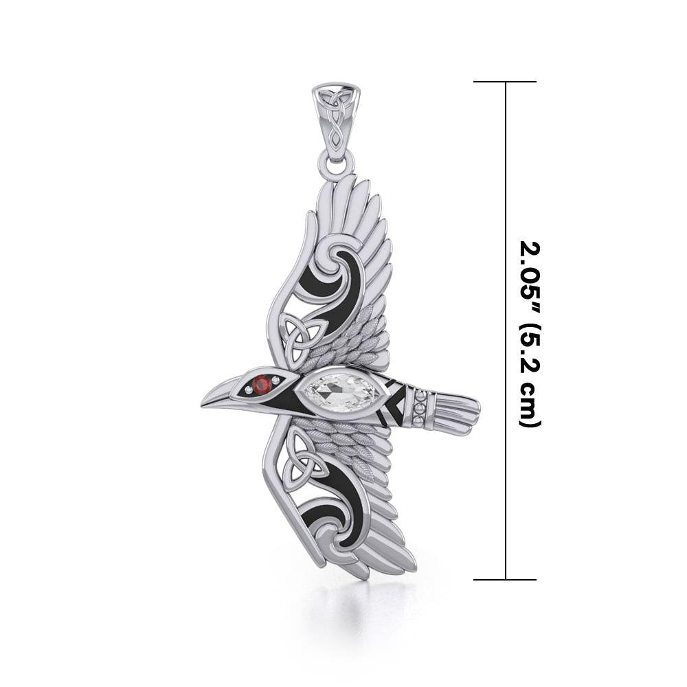 Oryx Celtic Raven Necklace in Sterling Silver