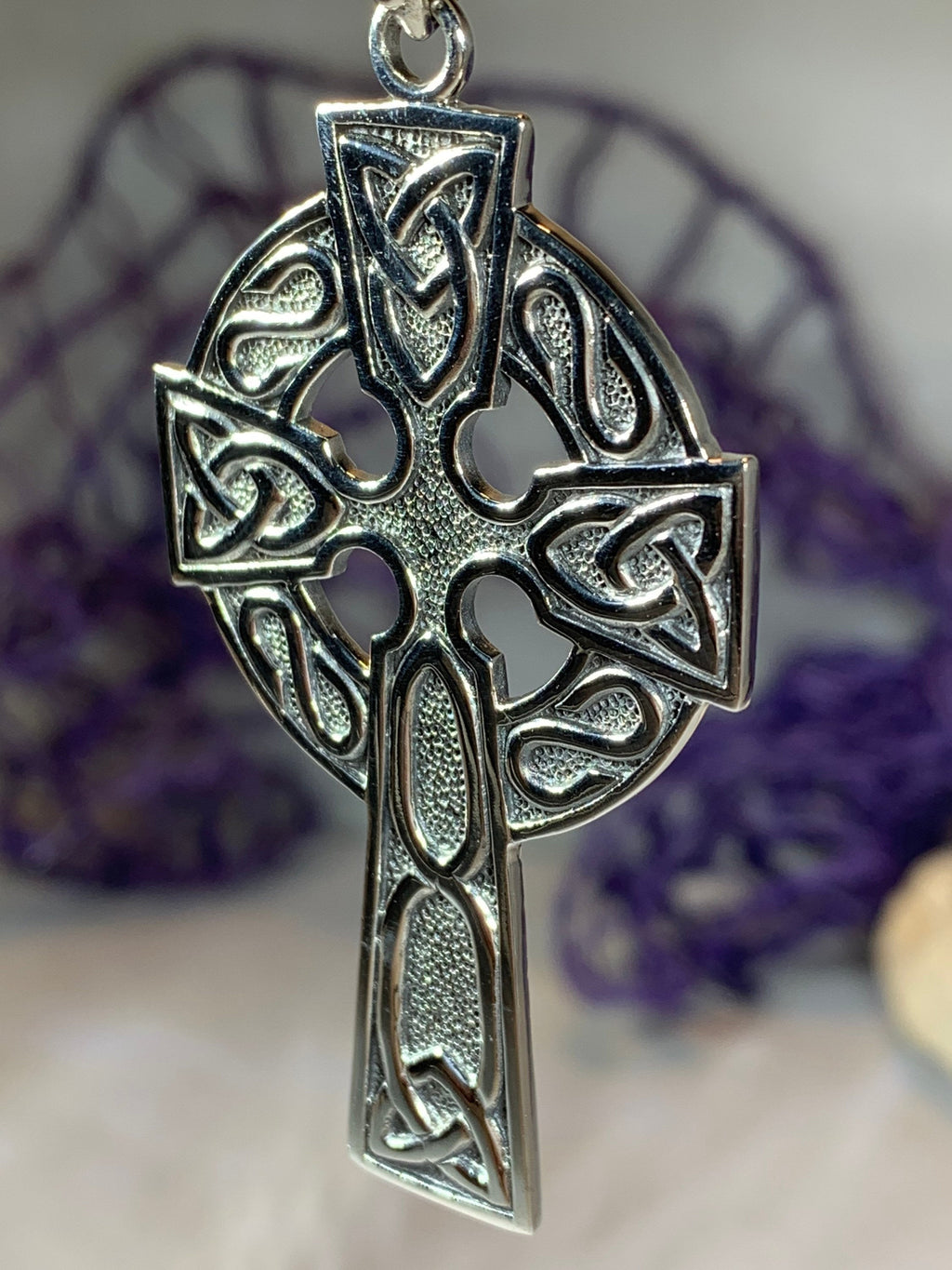 Cahal Large Celtic Cross Necklace in Sterling Silver