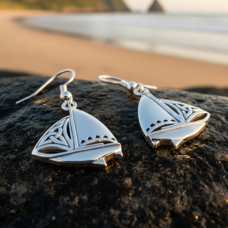 Celtic Sailboat Earrings for Women
