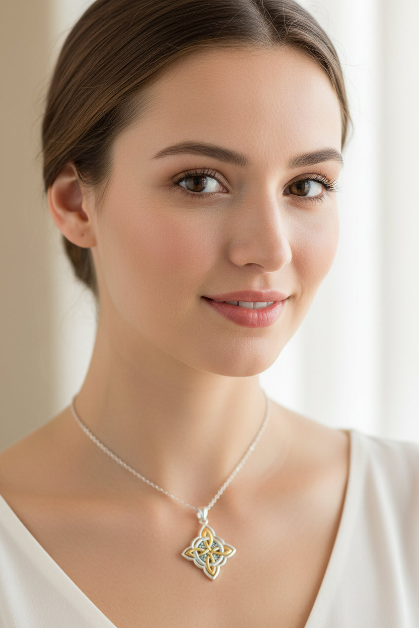 Classic Quaternary Knot Necklace in Sterling Silver