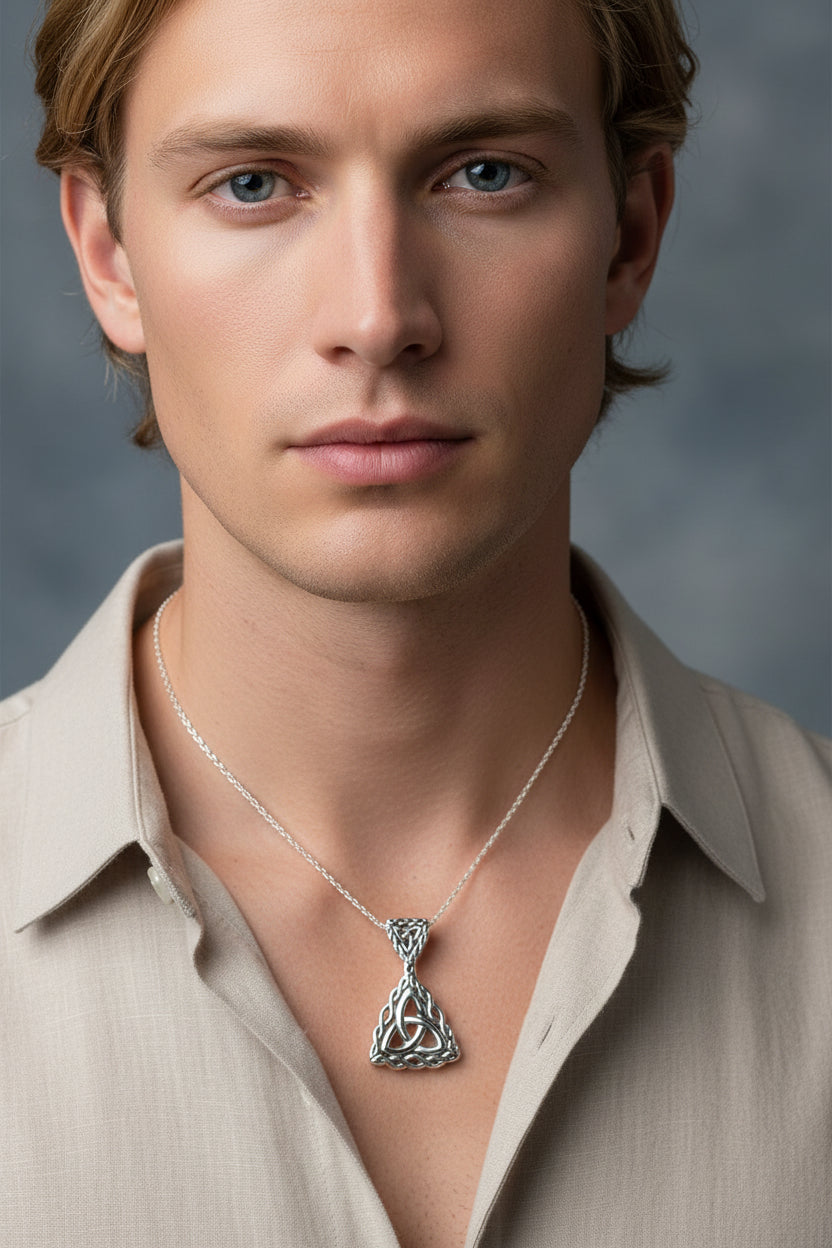 Naomh Celtic Trinity Knot Necklace in Sterling Silver