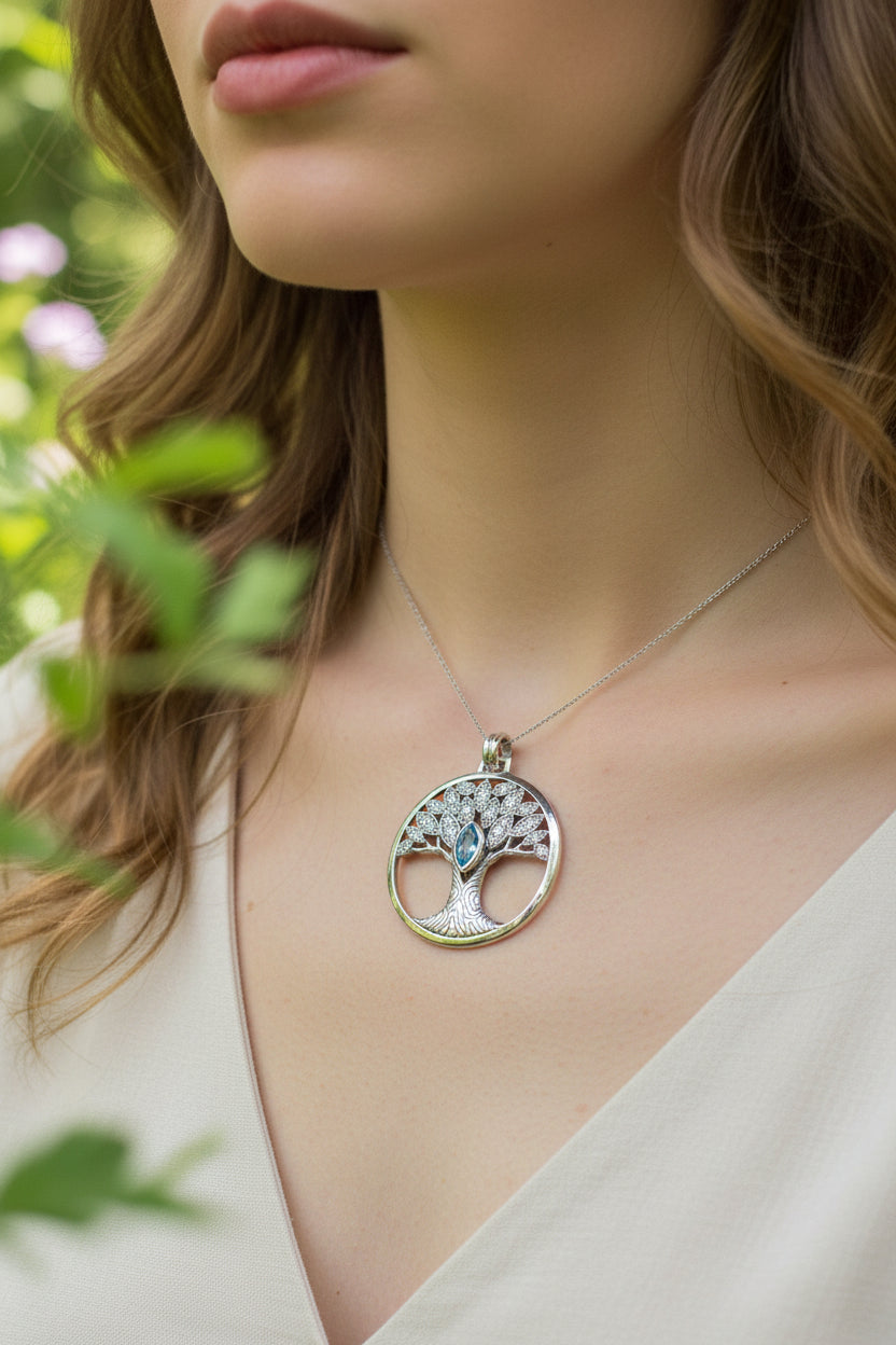Glorianna Celtic Tree of Life Necklace in Sterling Silver