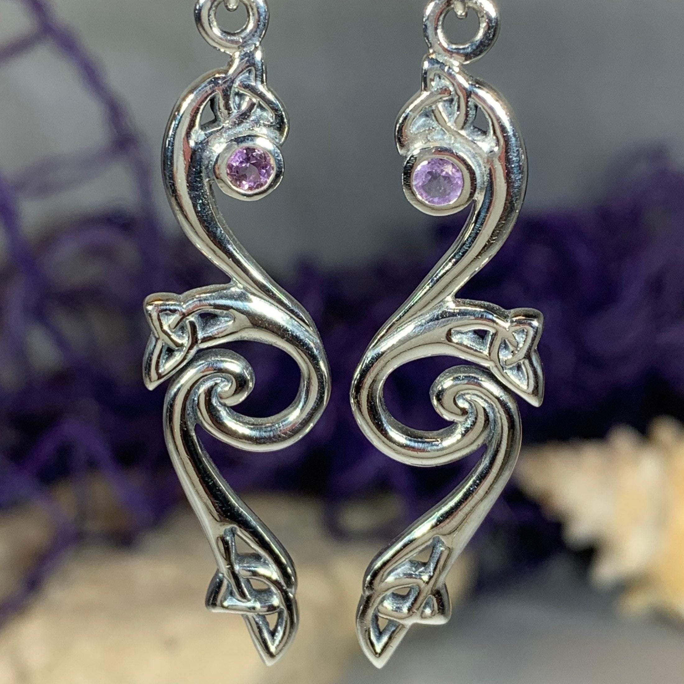 Graceful Celtic Trinity Knot Earrings in Sterling Silver