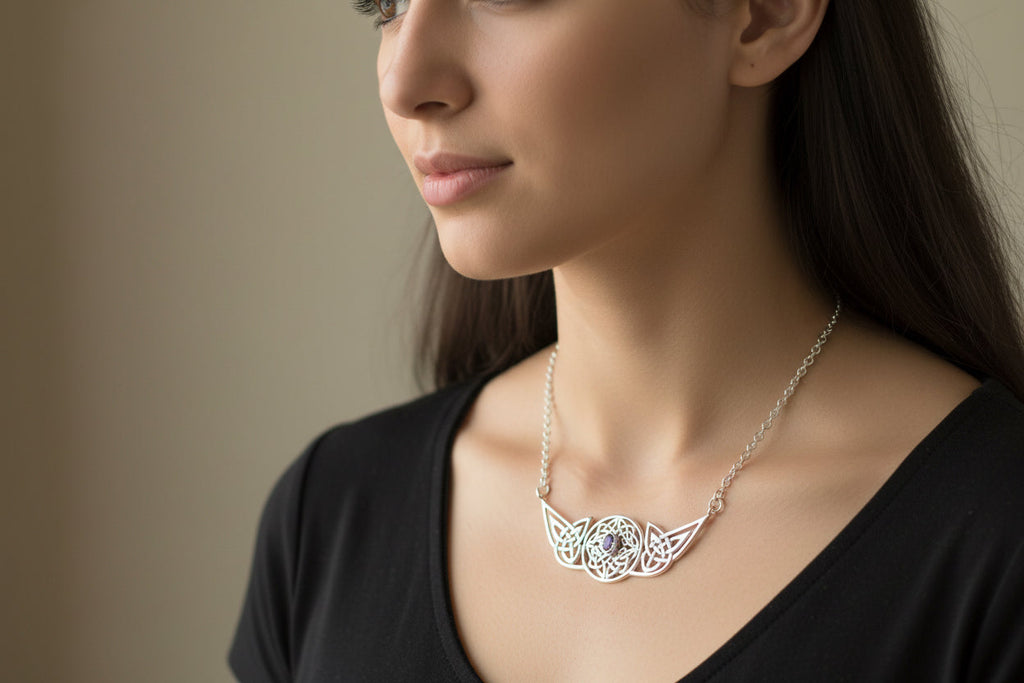 Glorious Celtic Wheel of Life Necklace in Sterling Silver