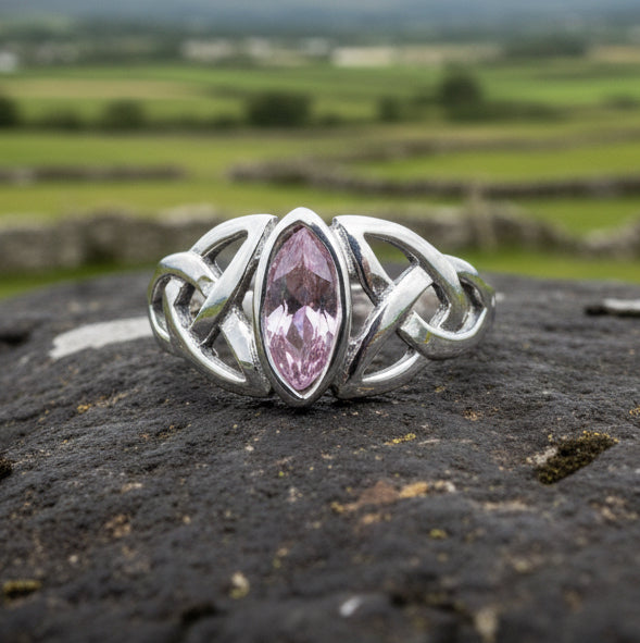 Pink Celtic Trinity Knot Ring