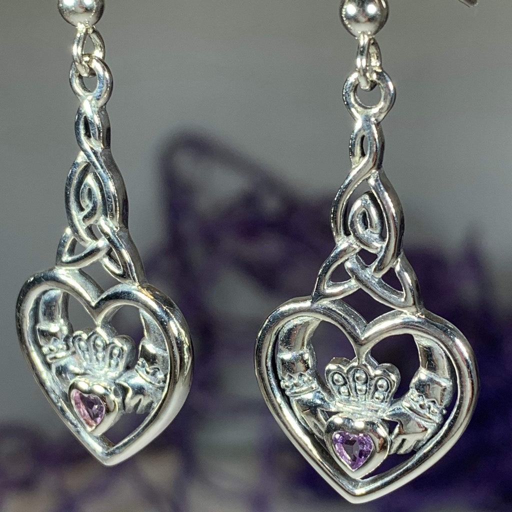 Careena Irish Claddagh Earrings in Sterling Silver