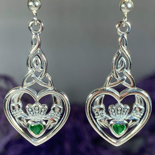 Careena Irish Claddagh Earrings in Sterling Silver