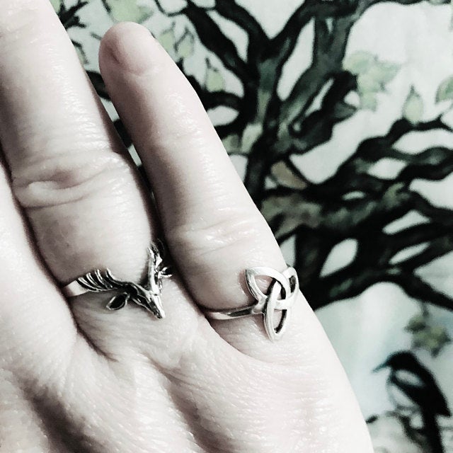 Celtic Stag Ring in Sterling Silver