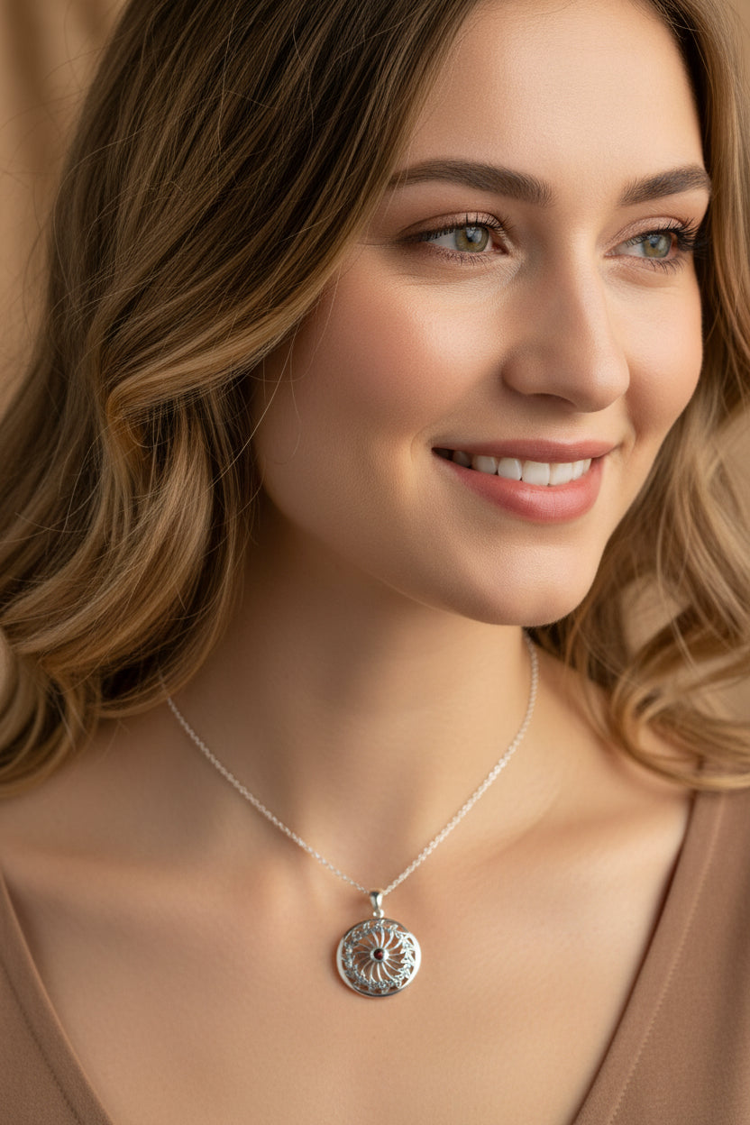 Wheel of Life Celtic Trinity Knot Necklace