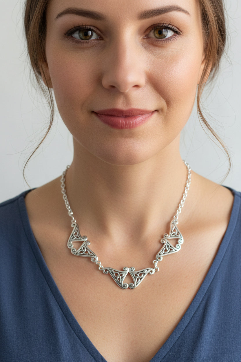 Morna Celtic Trinity Knot Necklace in Sterling Silver