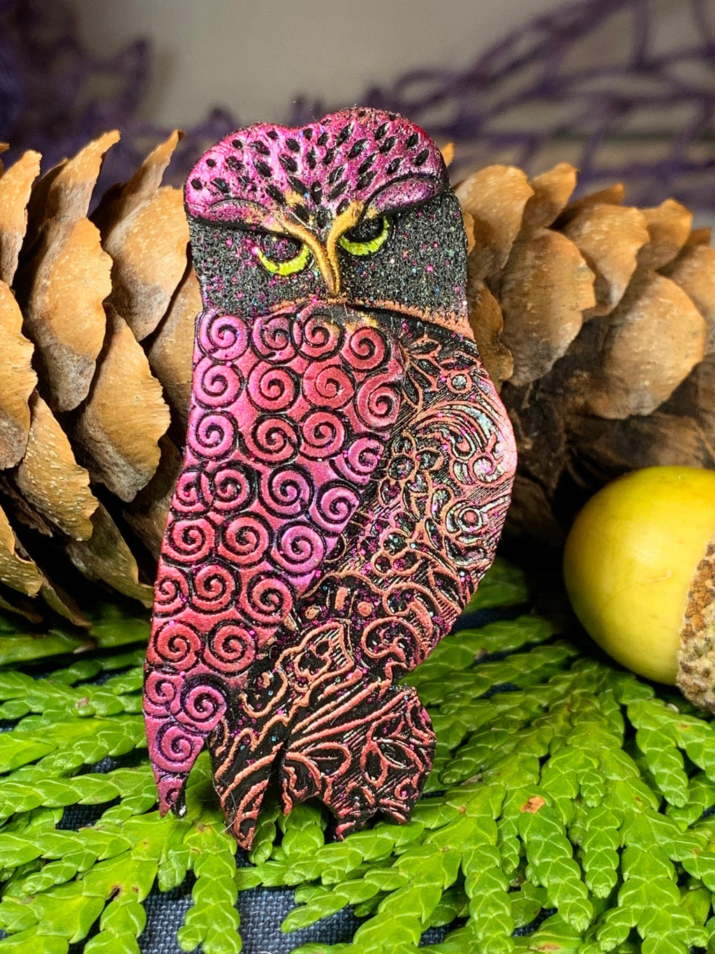 Magical Owl Brooch - Handmade in Scotland