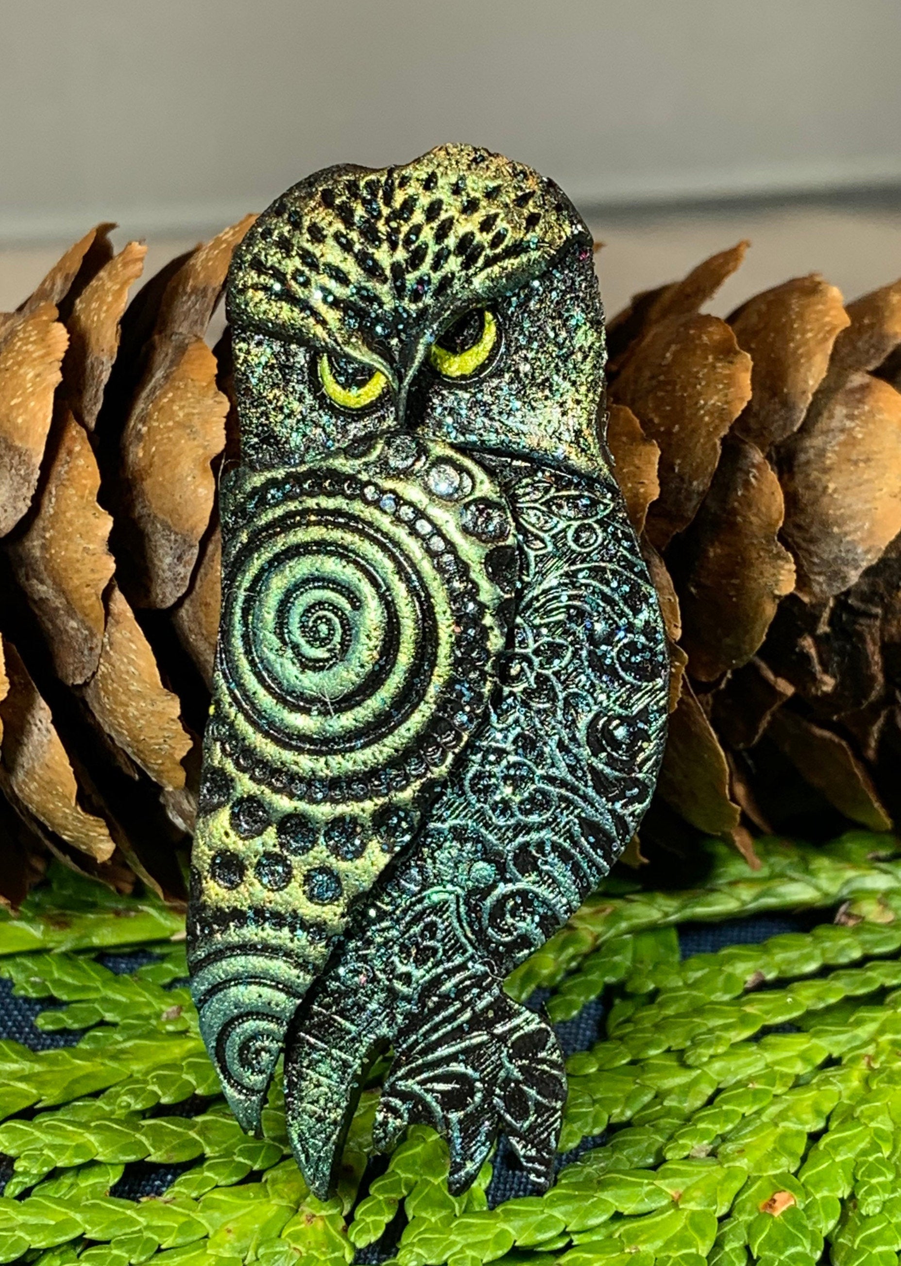 Magical Owl Brooch - Handmade in Scotland